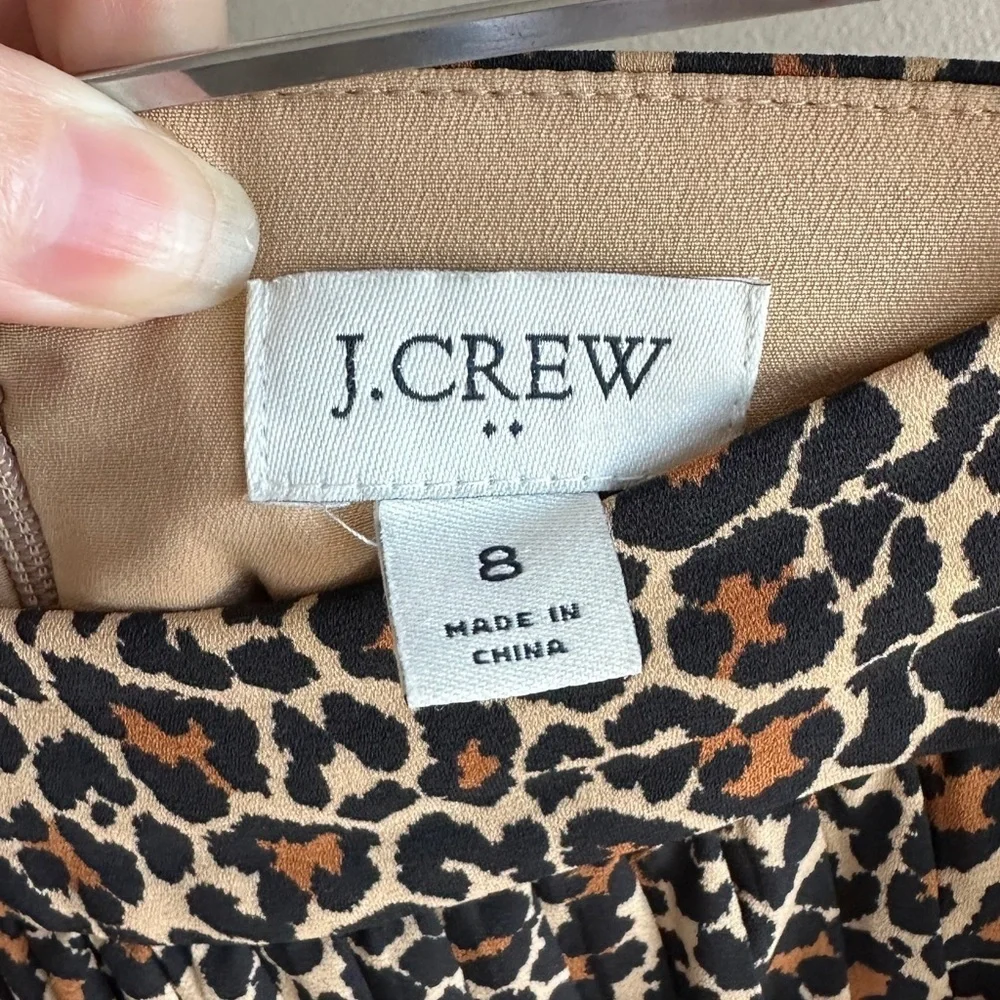 J. Crew Cheetah Print Pleated Midi Skirt, Size 8
